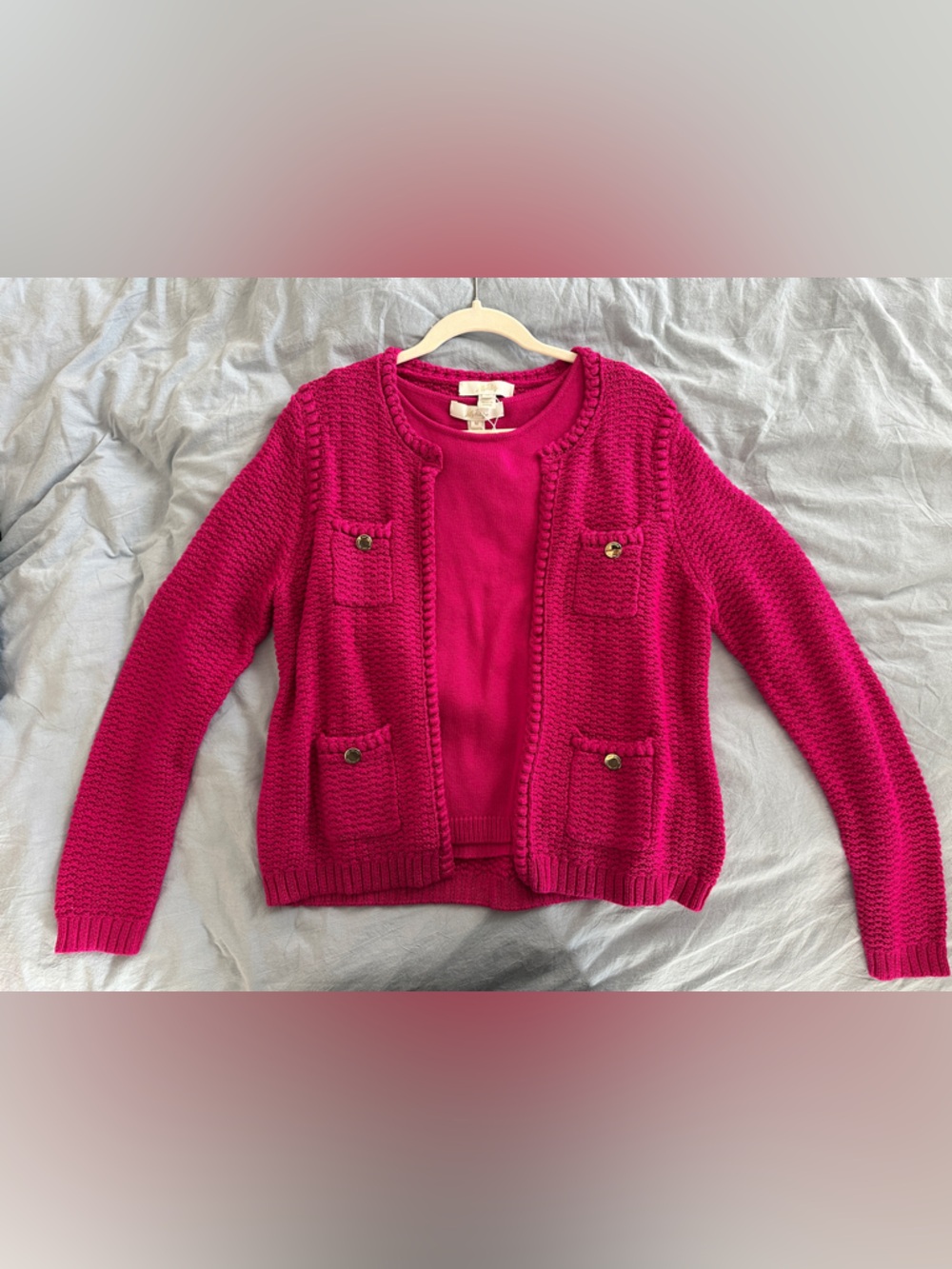 Lilly Pulitzer Bright Fuchsia Textured Knit Cardigan